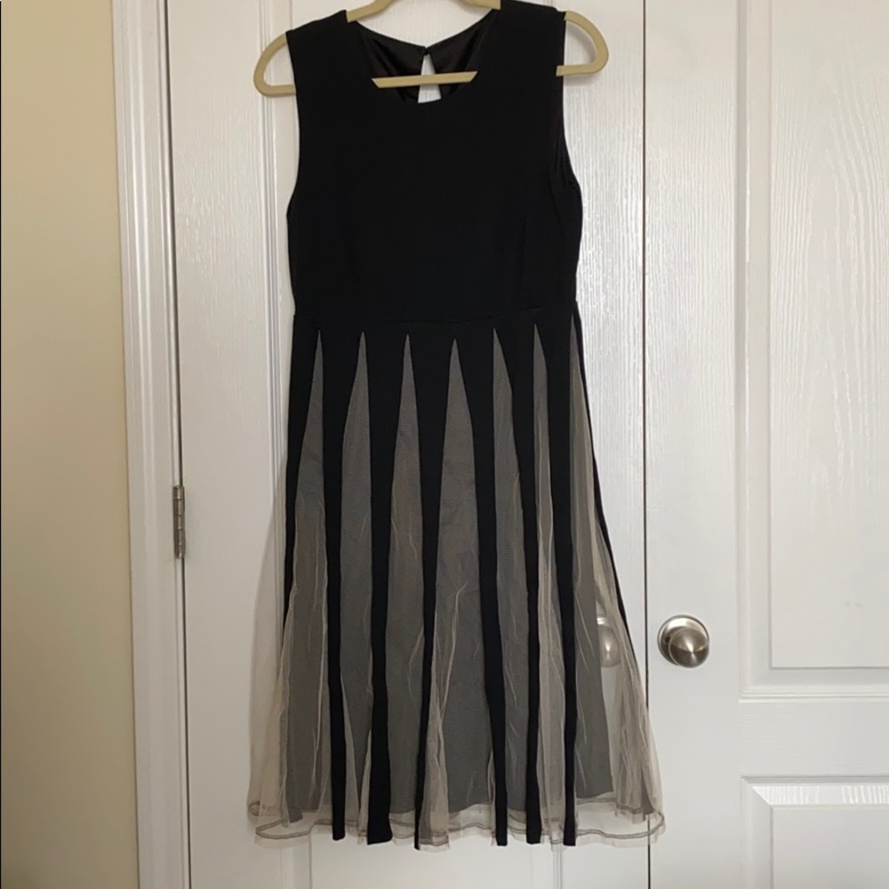 NWOT black sleeveless dress with chiffon